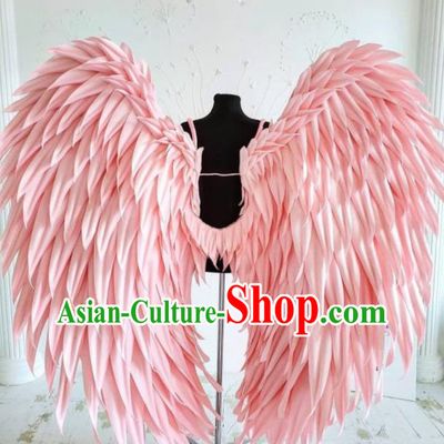 Custom Cosplay Deluxe Pink Feather Wings Halloween Stage Show Decorations Carnival Parade Angel Back Accessories Brazil Catwalks Props
