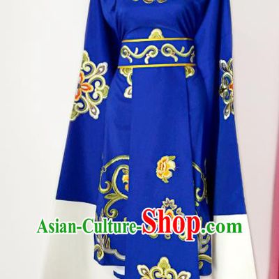 Chinese Traditional Huangmei Opera Elderly Woman Blue Dress Outfits Peking Opera Laodan Clothing Ancient Dame Garment Costumes