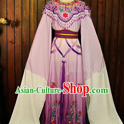 Chinese Peking Opera Hua Tan Clothing Ancient Fairy Princess Garment Costumes Traditional Fujian Opera Young Beauty Lilac Dress Outfits