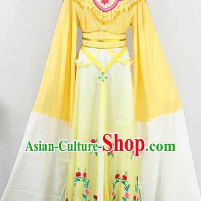 Chinese Peking Opera Diva Clothing Ancient Noble Lady Garment Costumes Traditional Fujian Opera Princess Yellow Dress Outfits