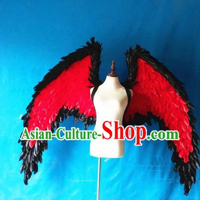 Custom Christmas Performance Props Carnival Parade Feather Accessories Miami Catwalks Back Decorations Cosplay Demon Red Feathers Wings