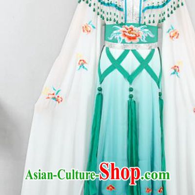 Chinese Traditional Hainan Opera Diva Green Dress Outfits Peking Opera Princess Clothing Ancient Young Beauty Garment Costumes