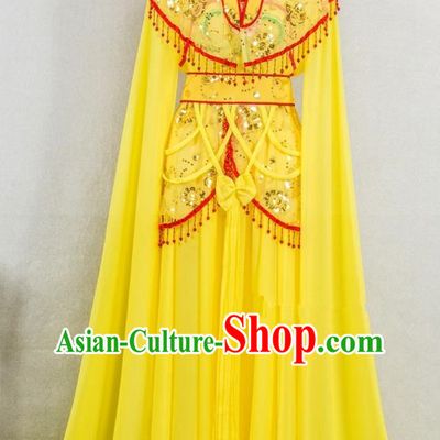 Chinese Peking Opera Young Lady Clothing Ancient Princess Garment Costumes Traditional Shaoxing Opera Fairy Yellow Dress Outfits