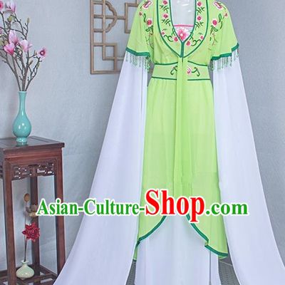 Chinese Ancient Fairy Water Sleeve Green Dress Outfits Traditional Huangmei Opera Garment Costume Beijing Opera Diva Clothing
