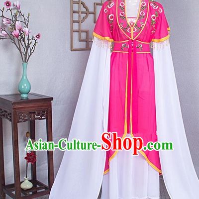 Chinese Ancient Noble Lady Rosy Dress Outfits Traditional Huangmei Opera Actress Garment Costume Beijing Opera Hua Tan Clothing