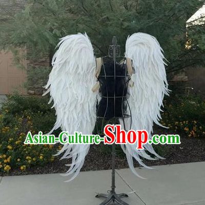 Custom Halloween Fancy Scalable Wing Christmas Performance White Feather Angel Wings Magic Show Prop Accessories Miami Catwalks Back Decorations
