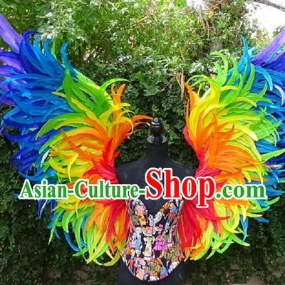 Custom Stage Performance Deluxe Props Halloween Catwalks Colorful Feather Wings Miami Show Back Decorations Cosplay Fancy Angel Accessories