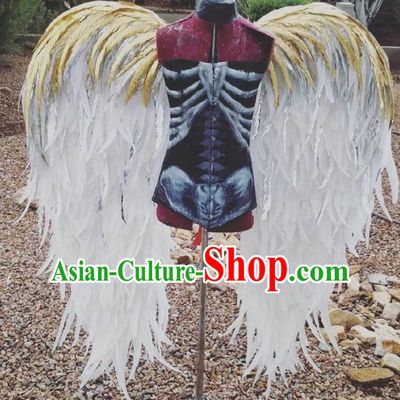 Custom Miami Catwalks Back Decorations Stage Performance Angel Accessories Model Show Feathers Props Halloween Cosplay Deluxe White Feather Wings