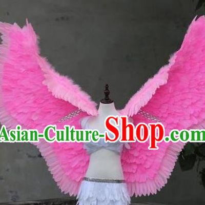 Custom Miami Show Back Decorations Cosplay Pink Feather Angel Wings Catwalks Model Props Halloween Fancy Ball Accessories Carnival Parade Wear