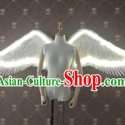 Custom Cosplay Angel Feather Wings Halloween Performance Decorations Stage Show LED Props Opening Dance Wear Miami Parade Accessories