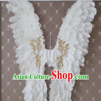 Custom Miami Parade Deluxe Accessories Cosplay Angel Ostrich Feather Wings Halloween Performance Decorations Stage Show Giant Props Opening Dance Wear