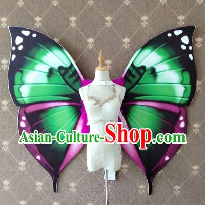 Custom Miami Parade Accessories Christmas Green Butterfly Wings Halloween Performance Decorations Stage Show Angel Props Opening Dance Wear