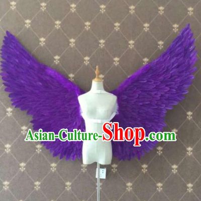 Custom Opening Dance Angel Wear Miami Show Accessories Christmas Purple Feathers Wings Halloween Performance Decorations Stage Show Props