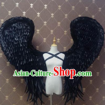 Custom Halloween Cosplay Demon Decorations Stage Show Props Opening Dance Deluxe Wear Miami Show Accessories Christmas Black Feathers Wings