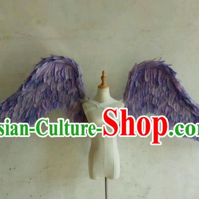 Custom Halloween Cosplay Back Decorations Stage Show Purple Feather Props Opening Dance Wear Miami Show Accessories Christmas Angel Wings