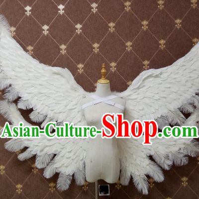 Custom Christmas Giant Angel Wings Halloween Cosplay Back Decorations Stage Show Deluxe White Feather Props Opening Dance Wear Miami Show Accessories