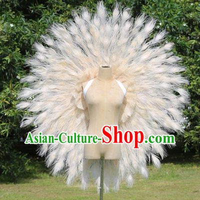 Custom Carnival Parade Back Accessories Miami Stage Show Beige Feather Wear Christmas Catwalks Props Opening Dance Deluxe Angel Wings