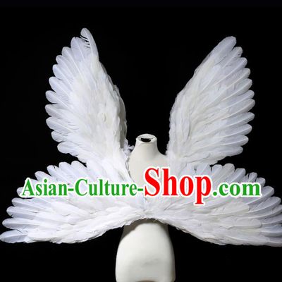 Custom Christmas Catwalks Props Opening Dance Deluxe Butterfly Wings Carnival Parade Accessories Miami Stage Show White Feather Wear