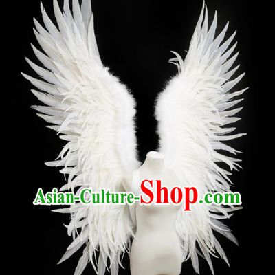 Custom Opening Dance Props Carnival Parade White Feather Wings Miami Stage Performance Wear Christmas Catwalks Giant Wings