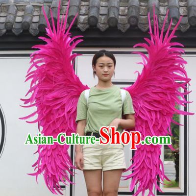 Custom Halloween Catwalks Feather Wing Props Opening Ceremony Back Accessories Carnival Parade Rosy Feathers Wings Miami Angel Show Wear