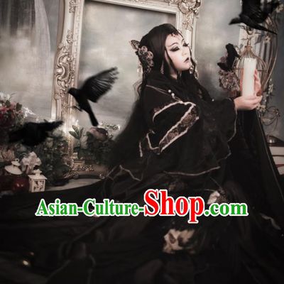 China Ancient Imperial Concubine Clothing Cosplay Swordswoman Black Dress Outfits Traditional Puppet Show Feng Cailing Garment Costumes