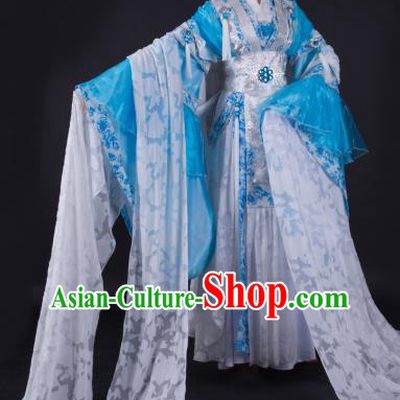 China Cosplay Fairy Blue Dress Outfits Traditional Puppet Show Princess Feng Cailing Garment Costumes Ancient Swordswoman Clothing
