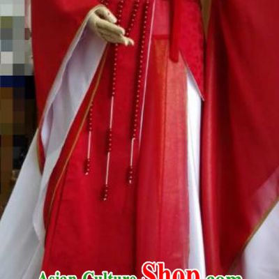 China Traditional Puppet Show Elderly Female Garment Costumes Ancient Swordswoman Clothing Cosplay Chivalrous Woman Red Dress Outfits