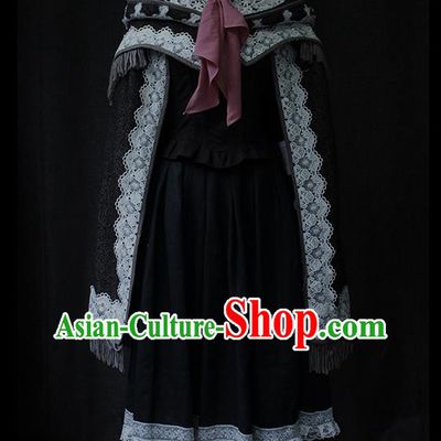 Top Byzantium Court Lady Clothing Cosplay Queen Black Dress Gothic Royal Princess Garment Costume