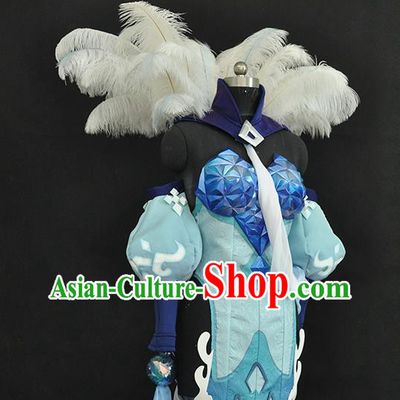 Top Cosplay Young Beauty Blue Dress Outfits Game Character Imperial Concubine Garment Costume Traditional Goddess Clothing