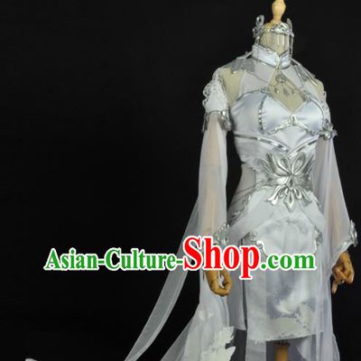 Top Cosplay Young Beauty White Dress Moonlight Blade Swordswoman Garment Costumes Traditional Game Role Fairy Clothing
