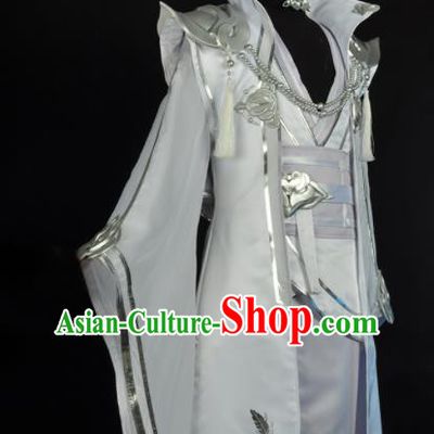 Custom Game Role Chivalrous Male White Suits Cosplay Knight Clothing Moonlight Blade Swordsman Garment Costumes