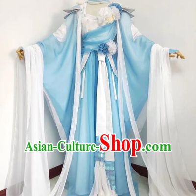 China Cosplay Princess Blue Dress Outfits Traditional Puppet Show Jin Yanxia Garment Costumes Ancient Imperial Concubine Clothing
