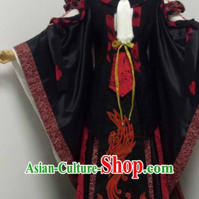 Chinese Traditional Cosplay Swordsman King Clothing Puppet Show Chivalrous Male Garment Costumes Ancient Monarch Black Uniforms