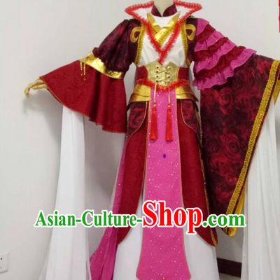 China Traditional Puppet Show Gu Xiaoyue Garment Costumes Ancient Swordswoman Clothing Cosplay Princess Red Dress Outfits