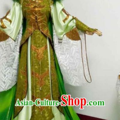 China Cosplay Water Goddess Green Dress Outfits Traditional Puppet Show Swordswoman Garment Costumes Ancient Imperial Concubine Clothing
