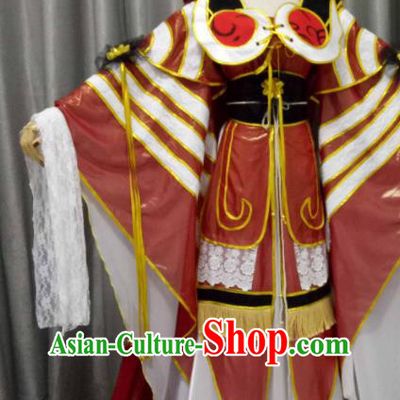 China Cosplay Empress Red Dress Outfits Traditional Puppet Show Goddess Gu Xiao Garment Costumes Ancient Swordswoman Clothing