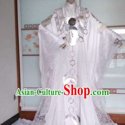 Chinese Puppet Show Taoist Priest Garment Costumes Ancient Warrior Monk White Uniforms Traditional Cosplay Swordsman Clothing