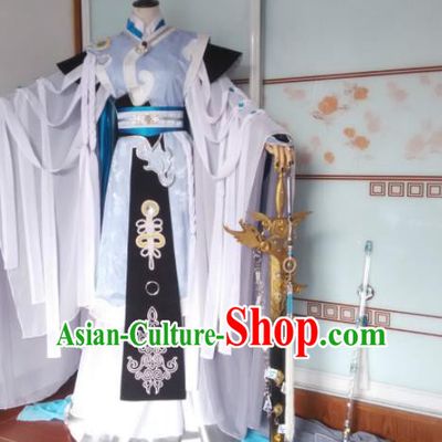 Chinese Ancient Royal King Uniforms Traditional Cosplay Swordsman Clothing Puppet Show Taoist Priest Ren Yunzong Garment Costumes
