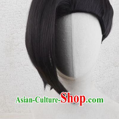 Chinese Cosplay Female Warrior Hair Accessories Ancient General Black Wigs Headwear Traditional Swordswoman Hairpieces