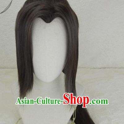 Handmade China Ancient Young Hero Headdress Cosplay Swordsman Black Wigs Traditional Hanfu Adults Taoist Hairpieces