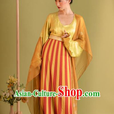 China Tang Dynasty Court Lady Garment Costumes Ancient Princess Historical Clothing Traditional Palace Dance Hanfu Dress Uniforms