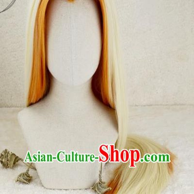 Handmade China Ancient Young Childe Headdress Cosplay Swordsman Golden Wigs Traditional Hanfu Adults Prince Hairpieces