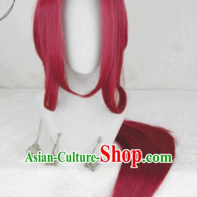 Chinese Cosplay Queen Hair Accessories Ancient Young Beauty Red Wigs Headwear Traditional Swordswoman Hairpieces
