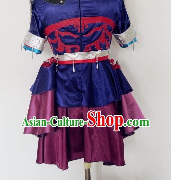 Custom Young Lady Clothing Halloween Princess Garment Costume Cosplay Swordswoman Navy Dress Outfits Custom Young Lady Clothing Halloween Princess Garment Costume Cosplay Swordswoman Navy Dress Outfits