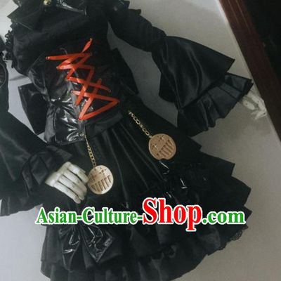 Custom Halloween Stage Performance Garment Costume Cosplay Moon Queen Black Dress Gothic Magic Lady Clothing