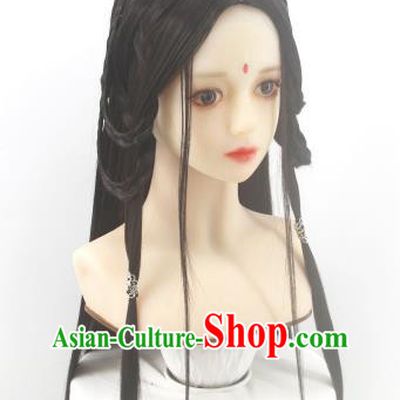 Chinese Cosplay Swordswoman Hair Accessories Ancient Young Beauty Wigs Headwear Traditional Jin Dynasty Princess Hairpieces