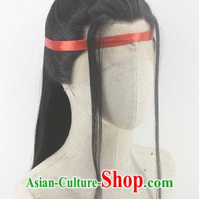 Handmade China Cosplay Noble Childe Black Wigs Traditional Hanfu Swordsman Hairpieces Ancient Heaven Official Blessing Shen Zhou Headdress