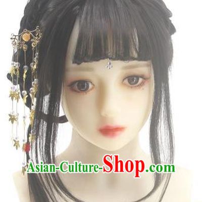 Chinese Cosplay Young Lady Hair Accessories Ancient Princess Bangs Wigs Headwear Traditional Ming Dynasty Hairpieces
