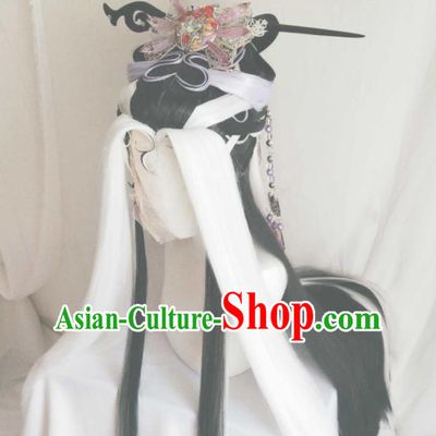 Chinese Traditional Puppet Show Demon Queen Hairpieces Cosplay Goddess Hair Accessories Ancient Empress Wigs and Hair Crown Headwear
