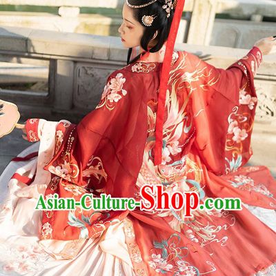 China Ancient Princess Garment Costumes Tang Dynasty Wedding Historical Clothing Traditional Bride Red Hanfu Dress Apparels
